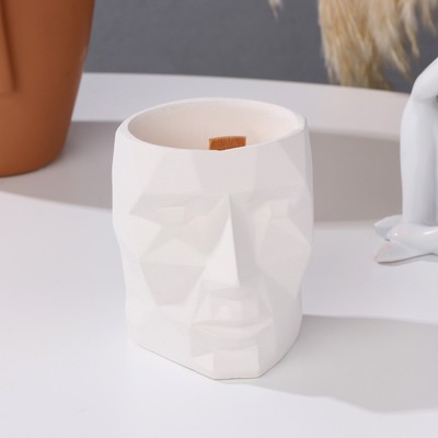 Свеча из соевого воска в кашпо «Геометрическая голова», 9×7.5 см, белая