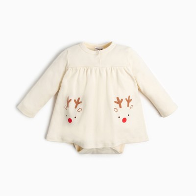 Боди детское - платье «Крошка Я» Mery Xmas, рост 62-68 см, бежевое