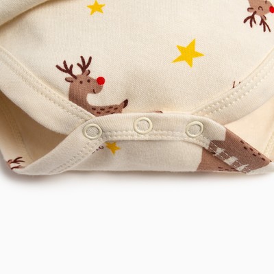 Боди - платье для девочки «Крошка Я» Mery Xmas, рост 74-80 см, бежевое