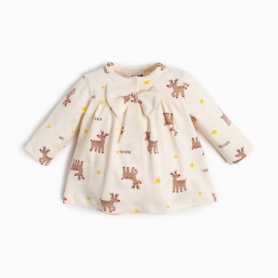 Боди - платье детское «Крошка Я» Merry Xmas, рост 80-86 см, бежевое