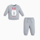 Комплект: джемпер и брюки Крошка Я "Merry Xmas", рост 62-68 см, цвет серый - фото 9798260
