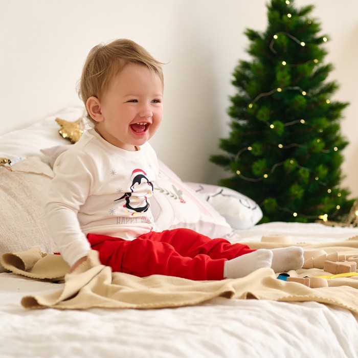 Костюм детский (джемпер и брюки) «Крошка Я. Новогодние зверята», рост 74-80 см, красный, белый - Фото 1