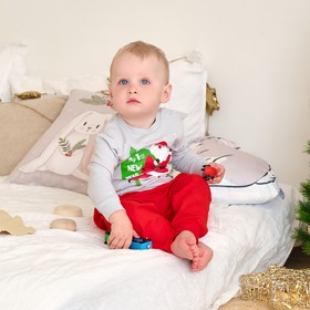 Костюм детский (джемпер, брюки) «Крошка Я. Мой первый НГ», рост 80-86 см, красный, серый  (артикул 9150357)  большой выбор товаров оптом и в розницу по низким ценам с доставкой