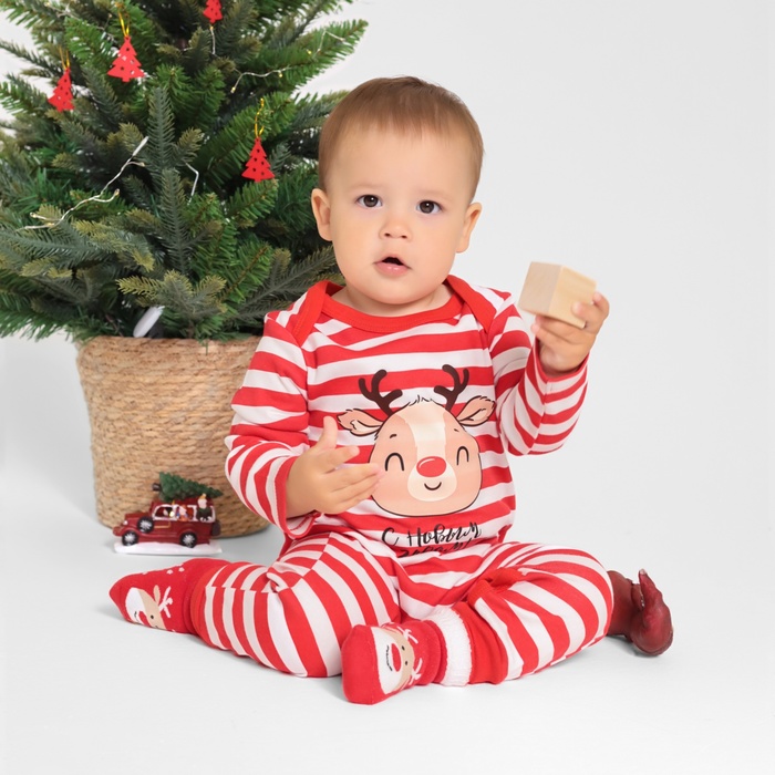 Комбинезон детский «Крошка Я. Оленёнок», рост 74-80 см, красный, белый - Фото 1