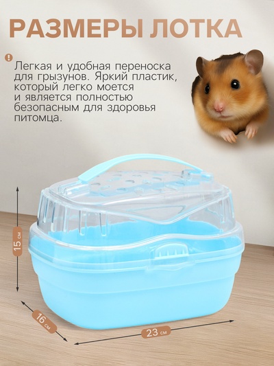 Переноска для грызунов «Пижон», 23×16×15 см, синяя