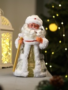 Дед Мороз под ёлку «Зимнее волшебство. С фонариком на посохе и узорами на шубке», двигается, 30 см, белый - Фото 1