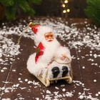 Дед Мороз "В костюмчике с узорами и мехом, на санях" 13 см, красно-белый - фото 296740834