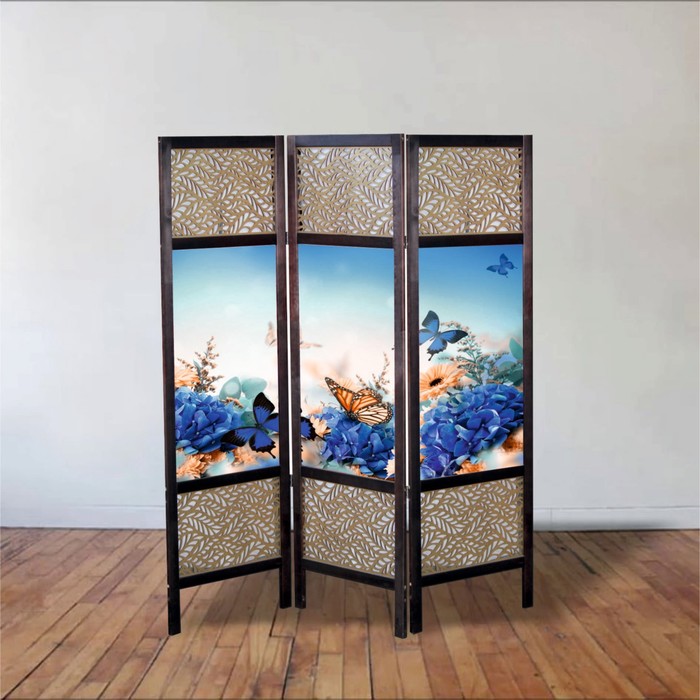 Ширма "Бабочки с цветами", 150 × 160 см