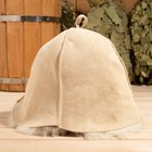 Шапка для бани из овчины "Классика" скорняжный шов, бежевый - фото 4748051