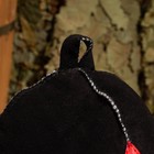 Шапка для бани из овчины "Будёновка" скорняжный шов, черный - фото 9098775