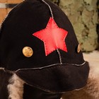 Шапка для бани из овчины "Будёновка" скорняжный шов, коричневый - Фото 4