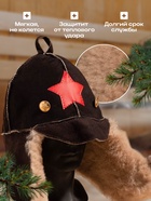 Шапка для бани из овчины "Будёновка" скорняжный шов, коричневый - Фото 2