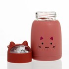 Бутылка для воды детская «Котик», 350 мл, стеклянная - Фото 2