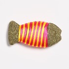 Игрушка для кошек из кошачьей мяты "Полосатая рыбка", 7 см,  жёлтая/розовая - фото 8687989
