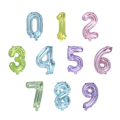 Воздушные шары фольгированные 16" «Набор цифры 0-9», для палочки, МИКС