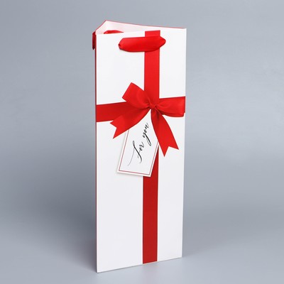 Пакет подарочный под бутылку, упаковка, «For You», 13 х 32 х 11,3 см