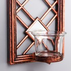 Подсвечник пластик, стекло на 1 свечу "Зеркальные ромбы" н-р 2 шт d-4 см золото 8х12х30,5 см   90688 - фото 25487089