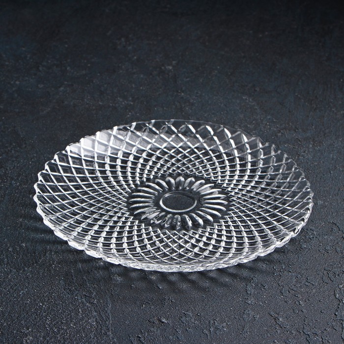 Тарелка стеклянная пирожковая Доляна «Венето», d=15,3 см - фото 1908991631