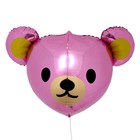 Шар фольгированный 23" «Голова мишки», цвет розовый - фото 1659627