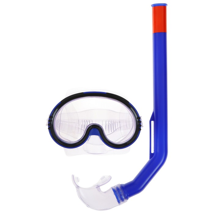 Набор для плавания детский ONLYTOP: маска, трубка, цвет синий - Фото 1