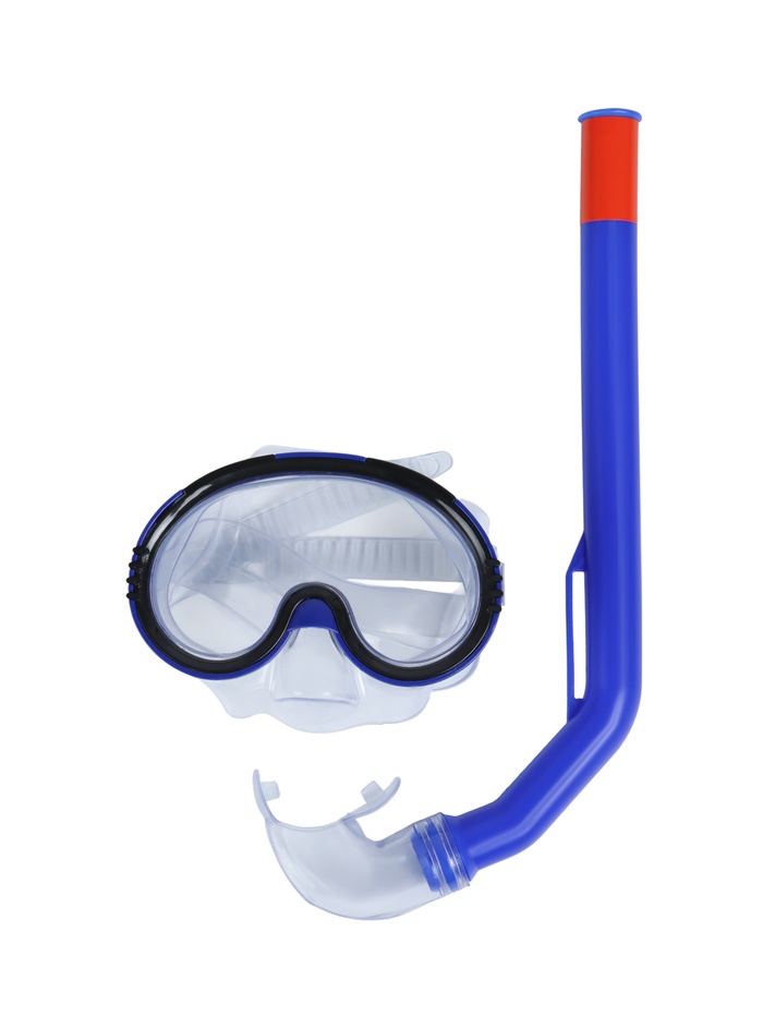 Набор для плавания детский ONLYTOP: маска, трубка, цвет синий - Фото 1