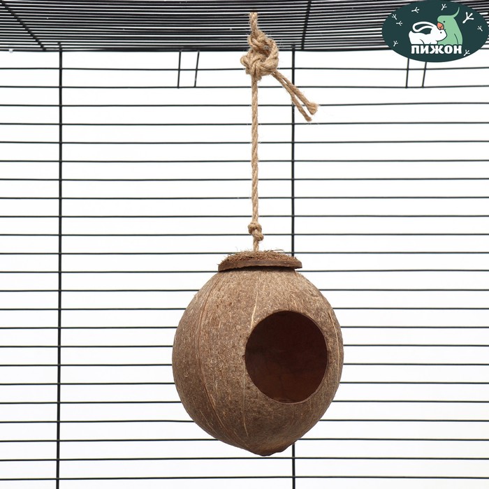 Гнездо для птиц из кокоса, d - 6 x 11 см