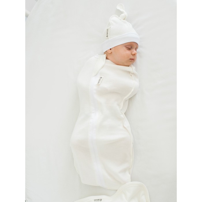 Пеленка-кокон на молнии с шапочкой Nature essence, рост 68-74 см, цвет молочный - Фото 1