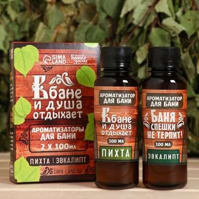 Набор ароматизаторов «В Бане и душа отдыхает», в подарочной коробке, пихта, эвкалипт, 2 шт. по 100 мл