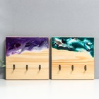 Крючки декоративные «Эпоксид Квадрат», ключница настенная, панно, 20×20 см, МИКС - фото 44369858
