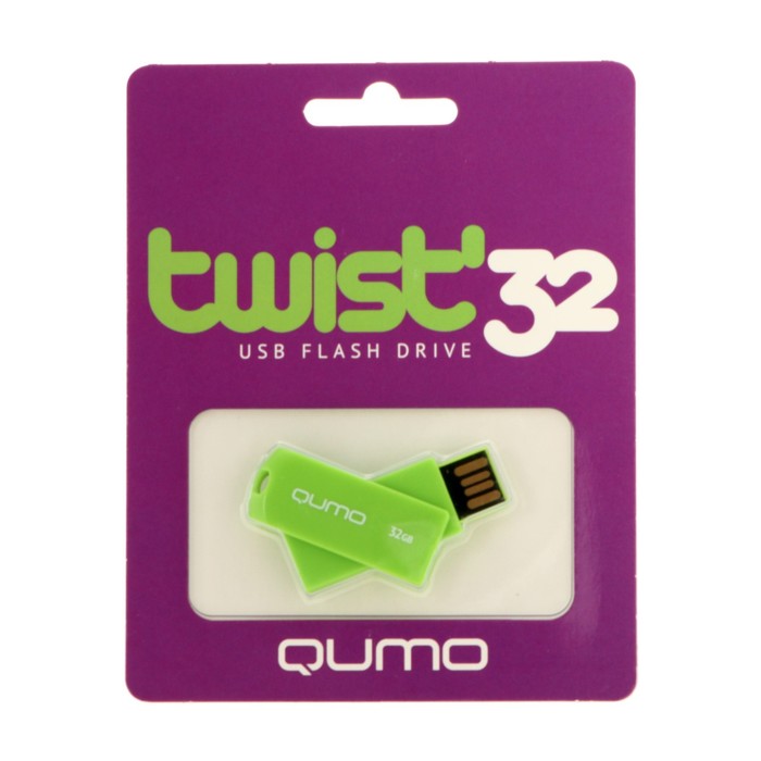 Флешка Qumo Twist Fandango, 32 Гб, USB2.0, зелёная - фото 51302405