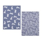 Набор полотенец Этель Hares & leaves 40х60 см - 2 шт., цв. синий, 100% хл - Фото 2