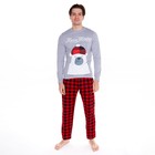 Пижама мужская, цвет серый/красный, размер 54 - фото 9982398