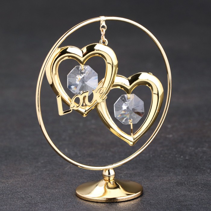 Сувенир «Сердца в кольце», с кристаллами - Фото 1