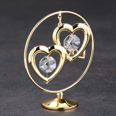 Сувенир «Сердца в кольце», с кристаллами