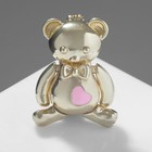 Брошь "Мишка" с заплаткой и сердцем, цвет розовый в золоте - фото 9982556