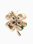 Брошь «Клевер» на удачу, цвет изумрудный в золоте - Фото 3