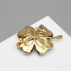 Брошь «Клевер» на удачу, цвет изумрудный в золоте - Фото 4