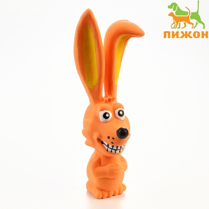 Игрушка пищащая для собак из латекса "Зайчик", 17 см, оранжевая - Фото 1