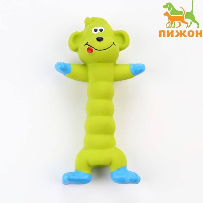 Игрушка пищащая для собак из латекса «Обезьянка», 21 см, зелёная - Фото 1