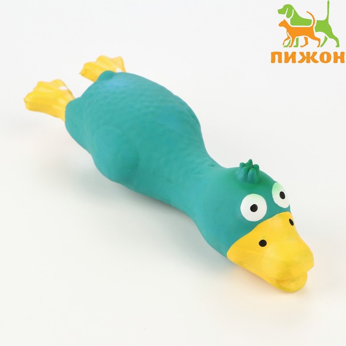 Игрушка пищащая для собак из латекса "Утка", 17 см, синяя - Фото 1