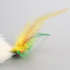 Мышь меховая однотонная с перьями 6,5 см, белая - Фото 4