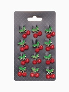 Брошь «Вишенки» пара с листом, красно-зелёная в золоте - Фото 4