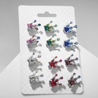 Брошь «Корона» с тремя лучами, цвет МИКС в серебре (неделимая фас.12шт, цена за шт) - Фото 1