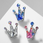 Брошь «Корона» с тремя лучами, цвет МИКС в серебре (неделимая фас.12шт, цена за шт) - Фото 2