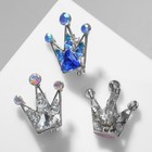 Брошь «Корона» с тремя лучами, цвет МИКС в серебре (неделимая фас.12шт, цена за шт) - Фото 3