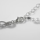 Колье «Капля» цветок, цвет бело-зелёный в серебре, 35 см - Фото 3