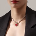 Колье «Драгоценность» квадрат, бело-красное в серебре, 36 см - Фото 2