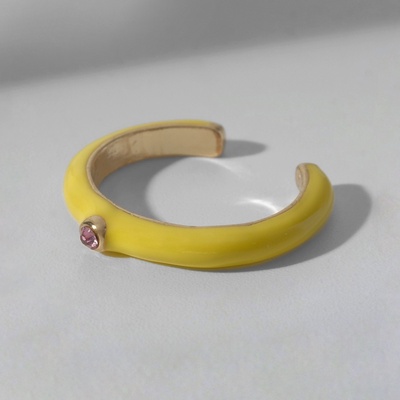 Кольцо «Минимал» стразинка, жёлтое в золоте, безразмерное