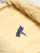 Брошь «От сглаза» стрекоза маленькая, синяя в серебре - Фото 4