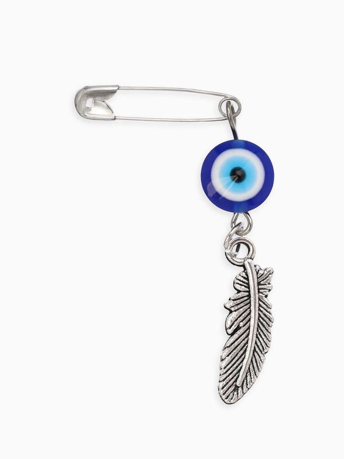 Булавка-оберег «От сглаза» перо, цвет синий в серебре - Фото 1